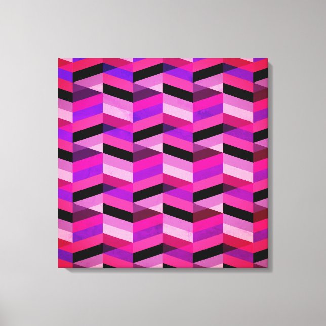 Impressão Em Tela Abstrato Chevron/Herringbone | Rúpias e Violetas (Frente)