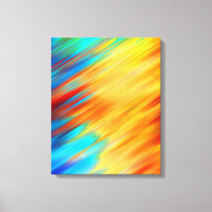 Impressão Em Tela Abstrato Colorido Laranja Azul Explosão