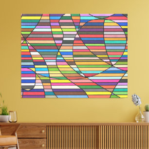 Impressão Em Tela Abstrato com distribuição multicoloração com curva