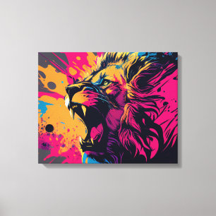 Impressão Em Tela Abstrato com uma impressão de tela de leão