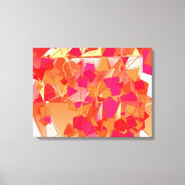 Impressão Em Tela Abstrato cor de laranja e rosa quente (Frente)