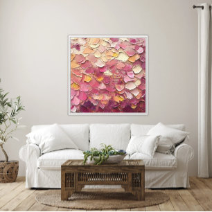 Impressão Em Tela Abstrato cor-de-rosa e amarelo diminui o efeito te