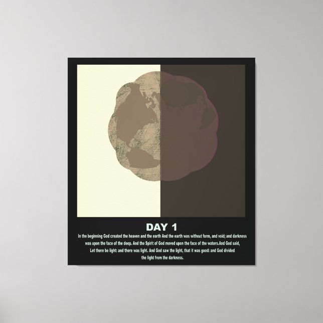 Impressão Em Tela abstrato cristão, dia1 s1 de gênese mínima da arte (Frente)