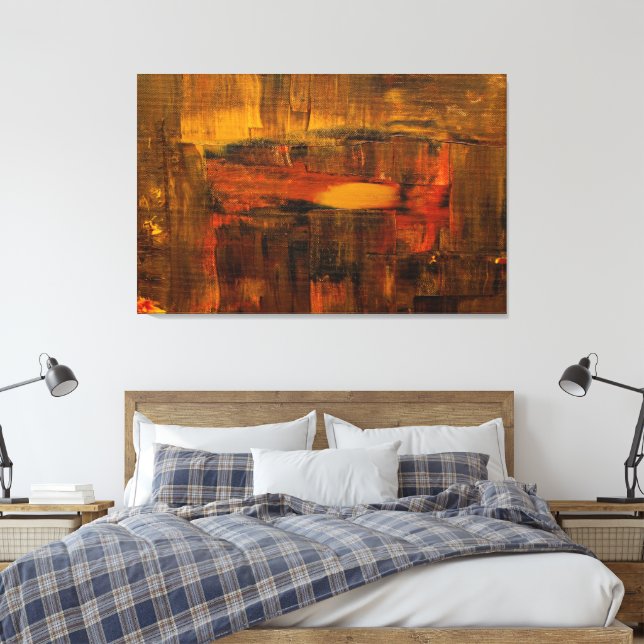 Impressão Em Tela Abstrato Dark Browns Golds & Reds Painting (Insitu(Quarto))