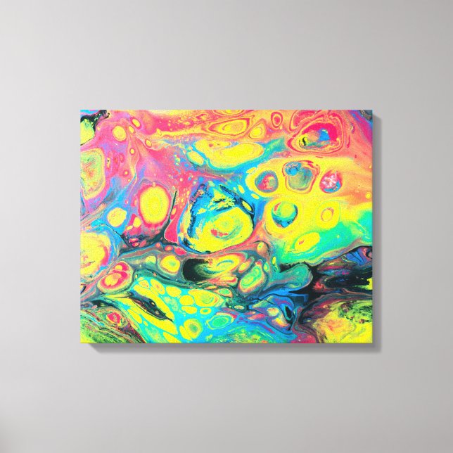 Impressão Em Tela Abstrato de Arte de Fluido Acrílico Selvagem (Frente)