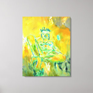 Impressão Em Tela Abstrato de Arte Moderna Colorida Amarelo Laranja