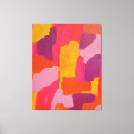 Impressão Em Tela Abstrato de arte rosa e amarela