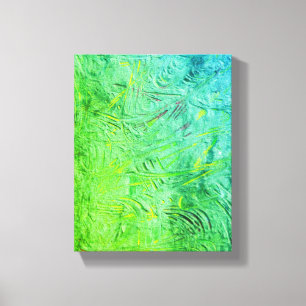 Impressão Em Tela Abstrato de Arte Verde Amarelo Verde Moderno