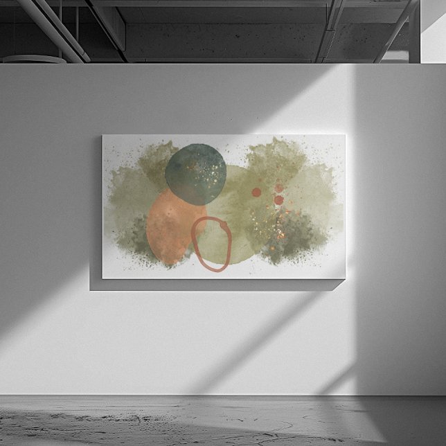 Impressão Em Tela Abstrato de arte verde, círculos de pêssego com ou (Criador carregado)