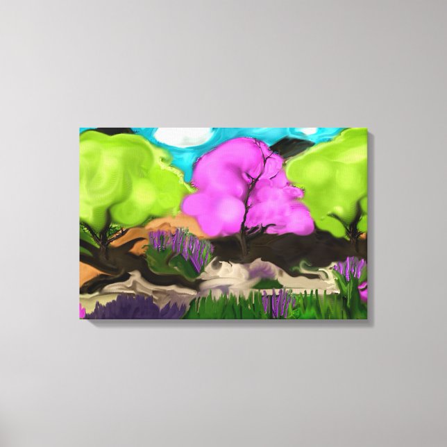 Impressão Em Tela Abstrato de Árvores de Algodão Doces (Frente)