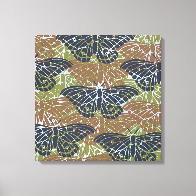 Impressão Em Tela Abstrato de borboletas (Frente)