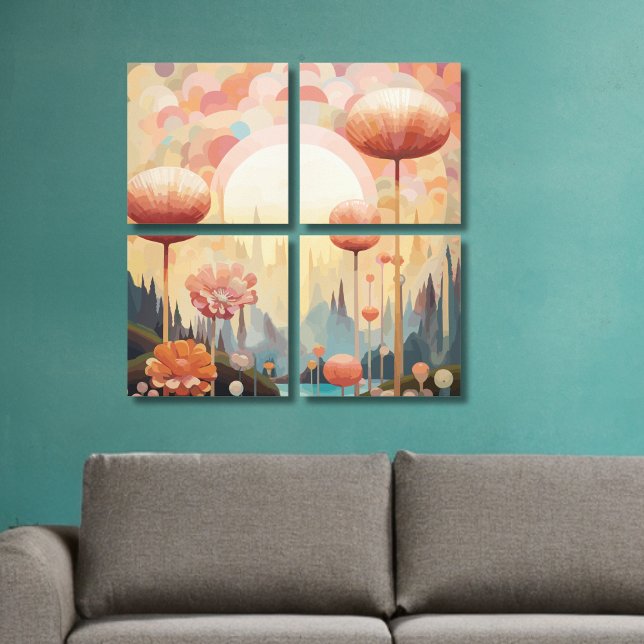 Impressão Em Tela Abstrato de Conversão Botânica Cubist (Criador carregado)