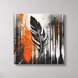 Impressão Em Tela Abstrato de cor laranja preto