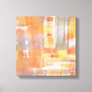 Impressão Em Tela Abstrato de Cores de Água de Pincel Laranja