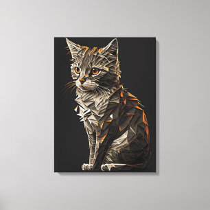Impressão Em Tela Abstrato de Gato Whimsical
