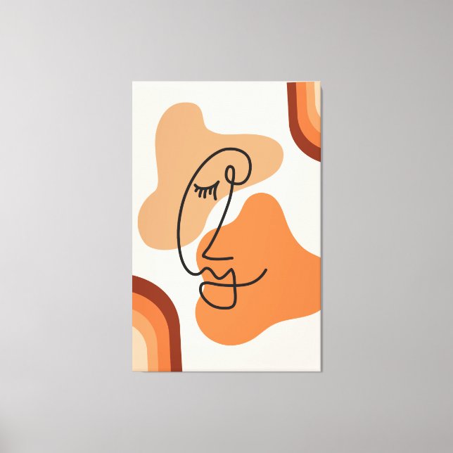 Impressão Em Tela Abstrato de Ilustração Castanho, Laranja e Vermelh (Frente)