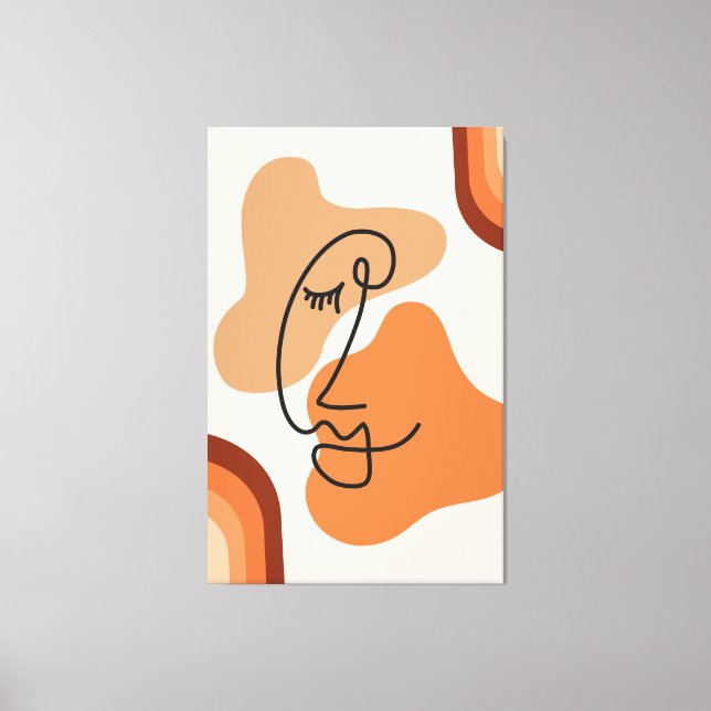 Impressão Em Tela Abstrato de Ilustração Castanho, Laranja e Vermelh (Frente)
