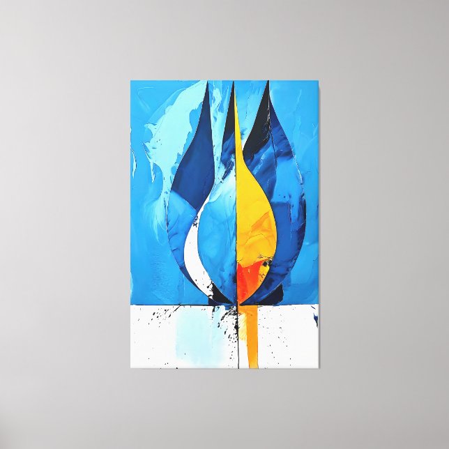 Impressão Em Tela Abstrato de Intrigue de Arte de Linha Cobalt (Frente)