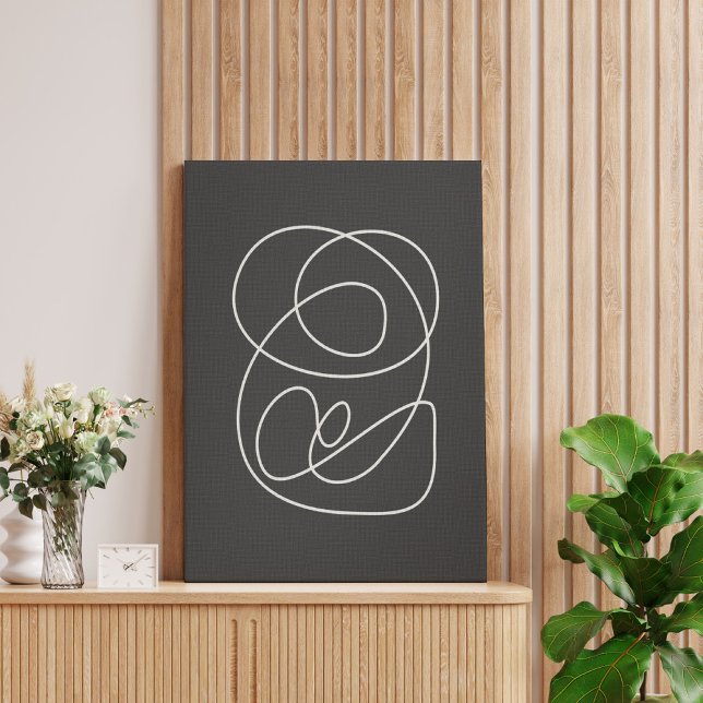 Impressão Em Tela Abstrato de Linha Contemporânea de Arte Chic Preto (Criador carregado)