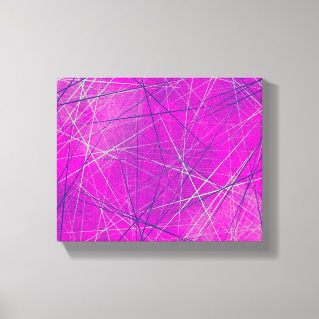 Impressão Em Tela Abstrato de Linhas de Rede Puro n-Rosa (Frente)