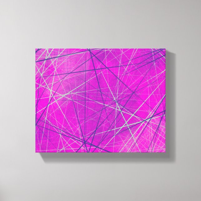 Impressão Em Tela Abstrato de Linhas de Rede Puro n-Rosa (Frente)