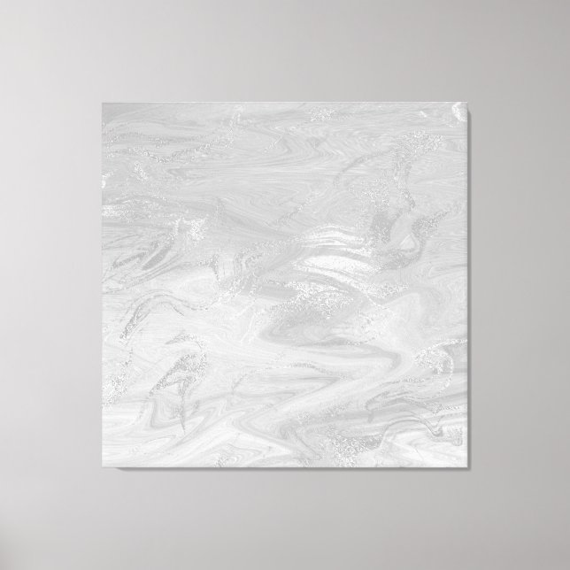 Impressão Em Tela Abstrato de Marble Cinza de Ondas Monocromáticas (Frente)