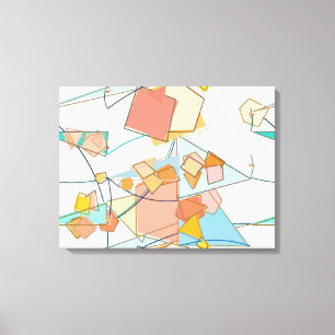 Impressão Em Tela Abstrato de melão, rosa e aqua