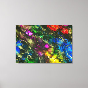 Impressão Em Tela Abstrato de pintura a álcool psicodélica