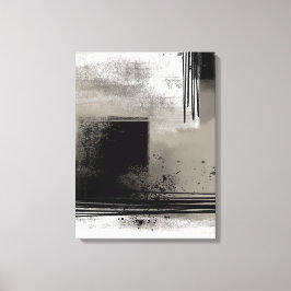 Impressão Em Tela Abstrato de pintura neutra bege e preto