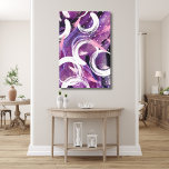 Impressão Em Tela Abstrato de risco roxo moderno 24"x36"<br><div class="desc">Adicione alguma iluminação especial para esta! Um abstrato contemporâneo com múltiplas espirais varridas em tons de branco e rosa sobre fundo roxo com misturas de preto e cinza irá segurar sua atenção e certamente se tornará um começo de conversa. Uma obra de arte de 24"x36" de tamanho generoso, esticada e...</div>