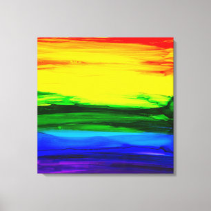 Impressão Em Tela Abstrato de Tinta Álcool do Arco-Íris