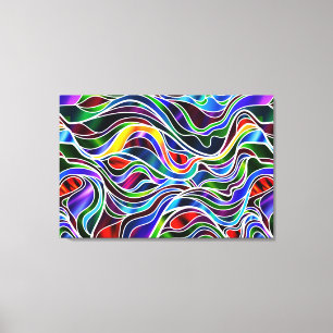 Impressão Em Tela Abstrato de Vidro Psicodélico