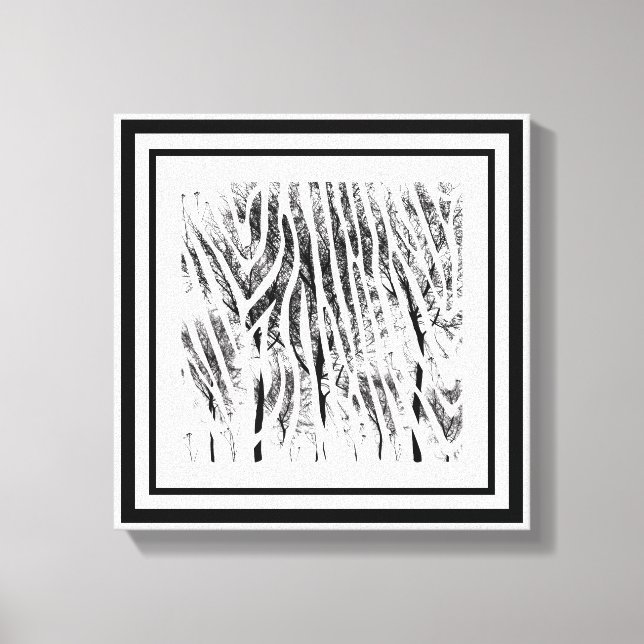 Impressão Em Tela Abstrato de Zebra e Árvore (Frente)
