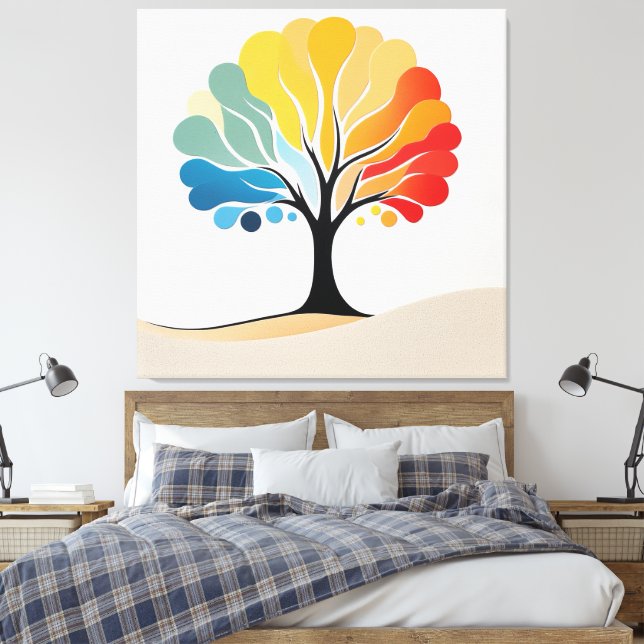 Impressão Em Tela Abstrato Design de árvore colorida (Insitu(Quarto))