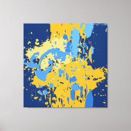 Impressão Em Tela Abstrato digital Blue & Yellow Paint Splatter
