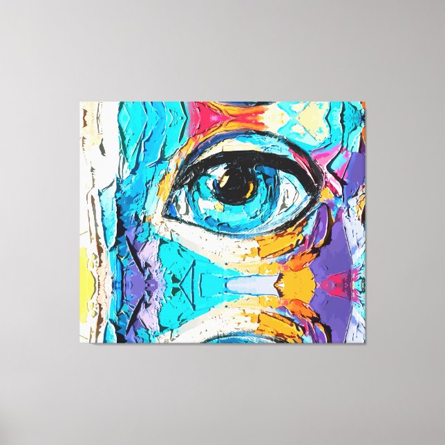 Impressão Em Tela Abstrato Digital Oil Painting of Beauful Eyes (Frente)