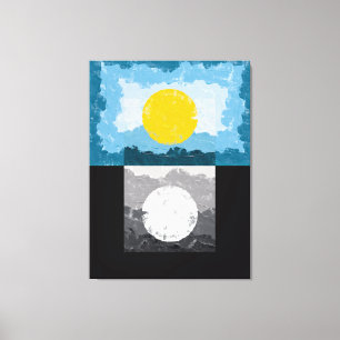 Impressão Em Tela Abstrato do Dia e da Noite Modernos