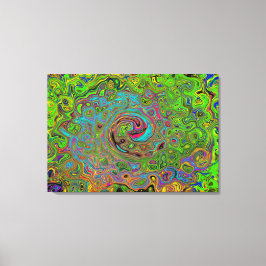 Impressão Em Tela Abstrato do Groovy Verde limão e espiral azul