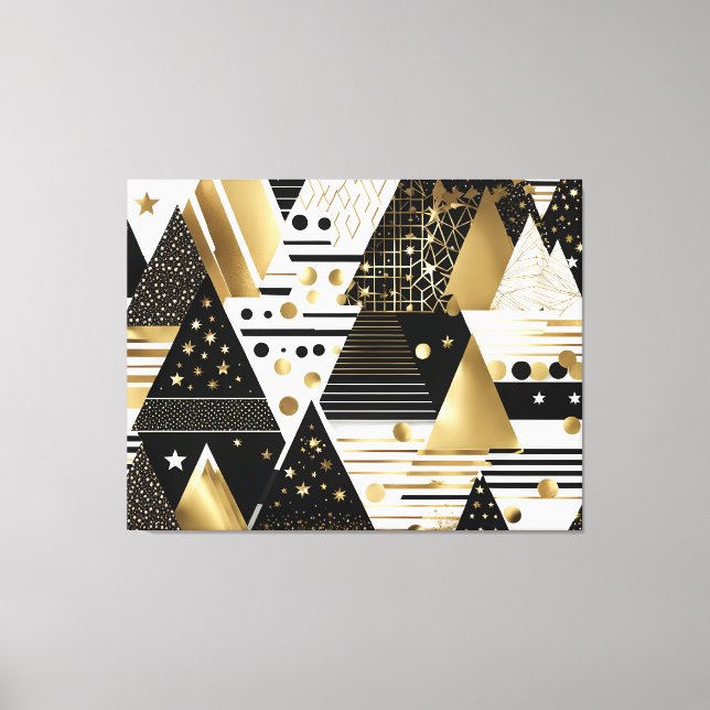 Impressão Em Tela abstrato dourado e tela preta (Frente)