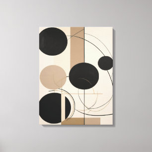 Impressão Em Tela Abstrato e Círculo da Arte Moderna em bege