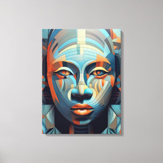 Impressão Em Tela Abstrato Elegância: Retrato Geométrico da Mulher