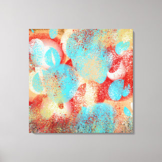 Impressão Em Tela Abstrato em Azul-Aquático, Vermelho e Amarelo