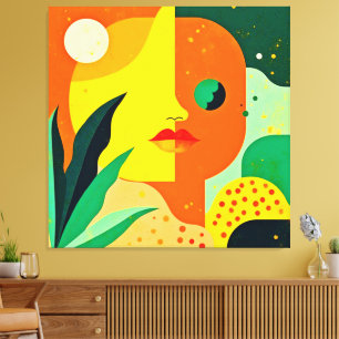 Impressão Em Tela Abstrato Face Color Block Art