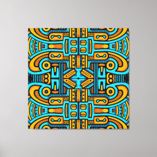 Impressão Em Tela Abstrato Figurativo Ousado Azul Laranja