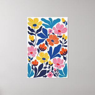 Impressão Em Tela Abstrato Floral Contemporâneo Inspirado em Matisse