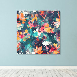 Impressão Em Tela Abstrato Floral multicolorido e lacrimejo brilhant