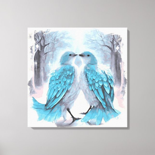 Impressão Em Tela *~* Abstrato frame Love Birds AP54 Art Winter (Frente)