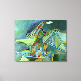 Impressão Em Tela Abstrato Geométrica do Futuro Colorido Verde Biker