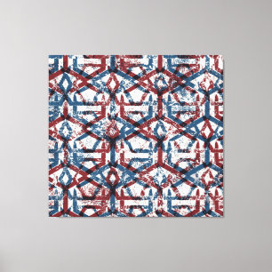 Impressão Em Tela Abstrato Geométrico: Azul Vermelho