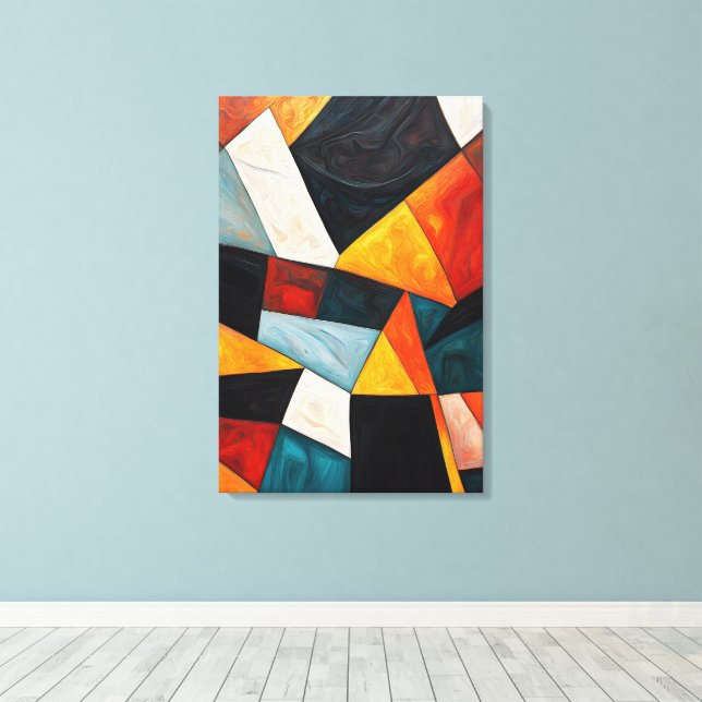 Impressão Em Tela Abstrato geométrico colorido (Insitu(piso de madeira))